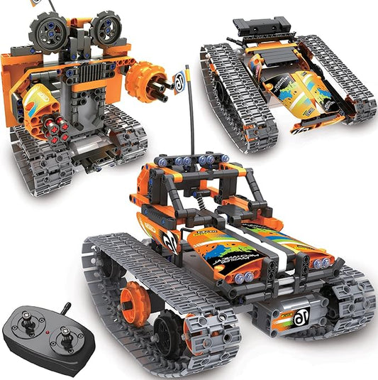 Kididdo Remote Control Car Building Toys for Boys Age 8-12 Fun STEM Robot Kit Cool Birthday Gifts for 8 to 14 Years Old Boys 3-in-1 Building Blocks RC Cars Kit to Build a Robot or Car