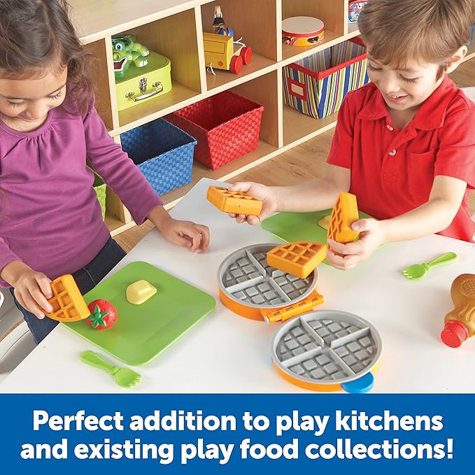 Learning Resources New Sprouts Waffle Time - Breakfast Pretend Play Food Kitchen Toys, Montessori Educational Game, Fine Motor Skills, Gifts for Boys and Girls