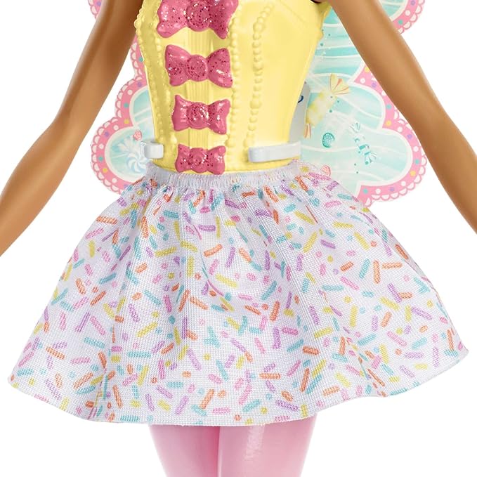 Barbie Dreamtopia Fairy Doll, Approx 12-inch, Candy Theme with Pink Hair