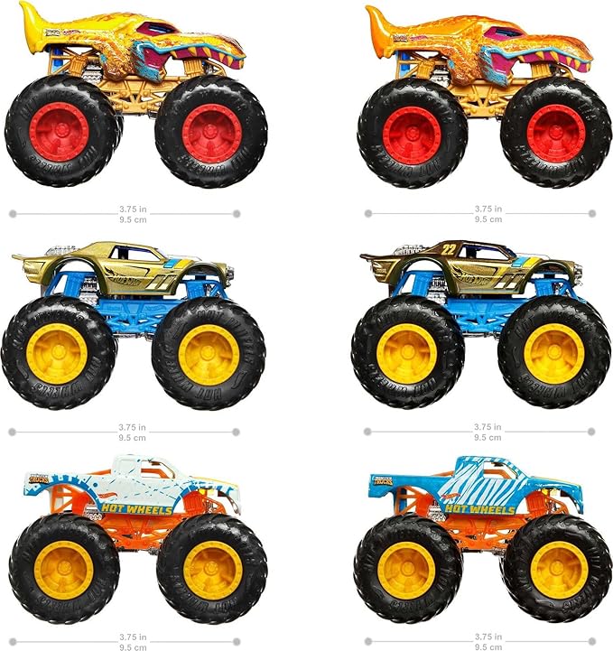 Hot Wheels Monster Trucks 1:64 Color Shifters, 3-Pack of Toy Trucks That Change Decos in Ice Cold Water & Change Back in Warm Water, Toy for Kids, HGX20