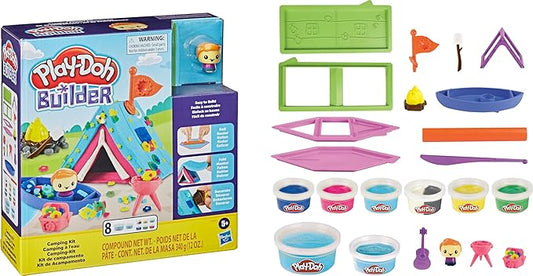 Play-Doh Builder Camping Kit Building Toy for Kids 5 Years and Up with 8 Cans of Non-Toxic Modeling Compound - Easy to Build DIY Craft Set