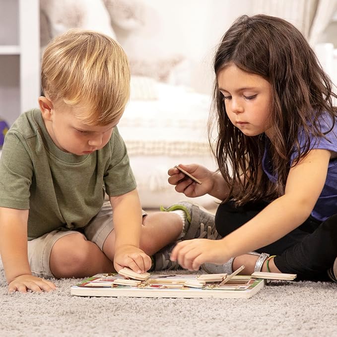 Melissa & Doug Hide and Seek Farm Wooden Activity Board with Barnyard Animal Magnets