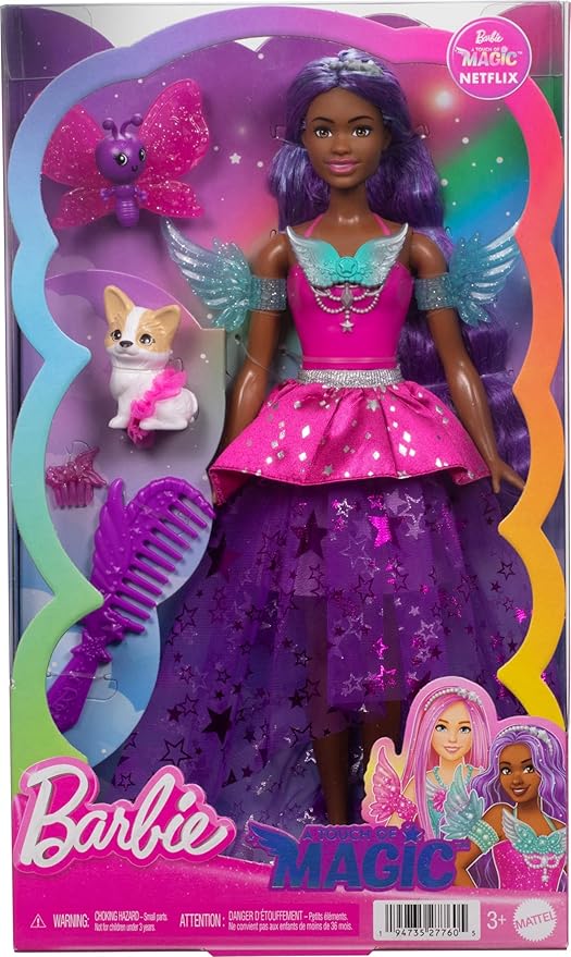 Barbie Doll with 2 Fantasy Pets & Dress, “Brooklyn” Doll from a Touch of Magic, 7-inch Long Hair