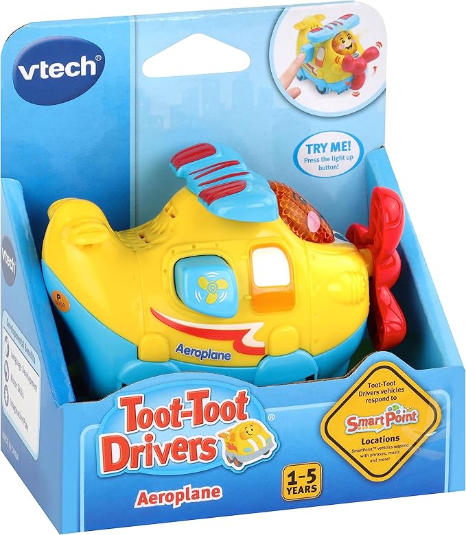 VTech Toot-Toot Drivers Aeroplane | Interactive Toddlers Toy for Pretend Play with Lights and Sounds | Suitable for Boys & Girls 12 Months, 2, 3, 4 + Years, English Version