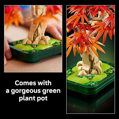 LEGO Botanicals Japanese Red Maple Bonsai Tree Building Kit for Adults 18+ - Unique Home Decor DIY for Room or Office - Housewarming Gift Idea - Plant for Desk or Bookshelf- 10348