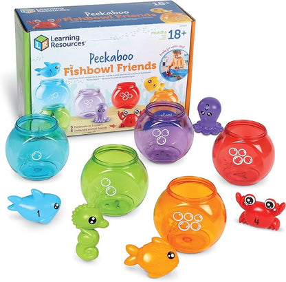 Learning Resources Peekaboo Fishbowl Friends, 10 Pieces, Ages 18 Months+, Learning Toys, Baby Toys, Educational Toys,Fish Toys,Animal Toys,Bath Toys