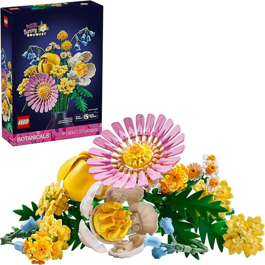 LEGO Botanicals Petite Sunny Bouquet Building Toy - DIY Floral Arrangement for Girls & Boys, Ages 9+ - Bedroom, Desk, Home Decor - Faux Bluebells, Tulip, Daisy, and More - 10347