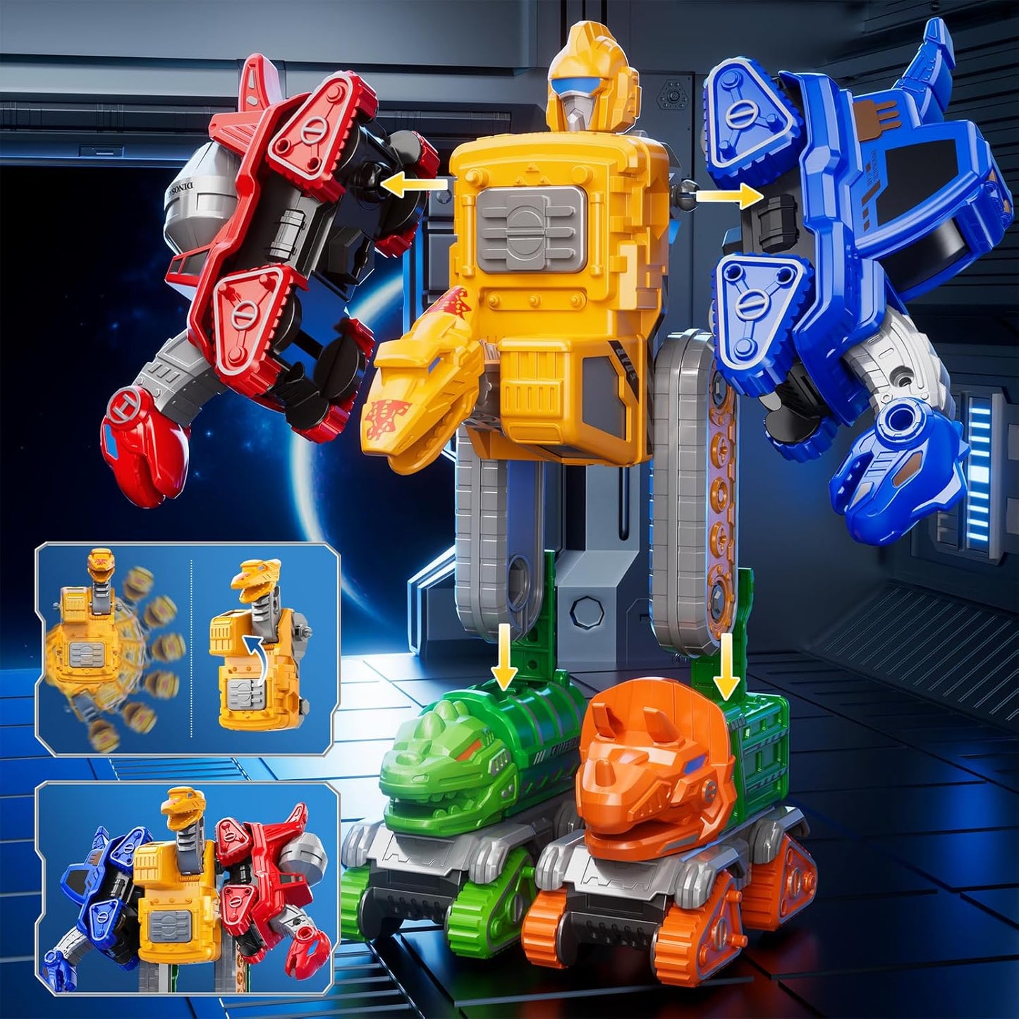 Transforming Robot Toys Set Construction Trucks, Dinosaur Vehicles 5 in 1 Transform Robot For Kids Ages 5-7, Educational STEM Building Toy Cars, Christmas Birthday Gifts for Boys 3 4 5 6 7 8 Years Old