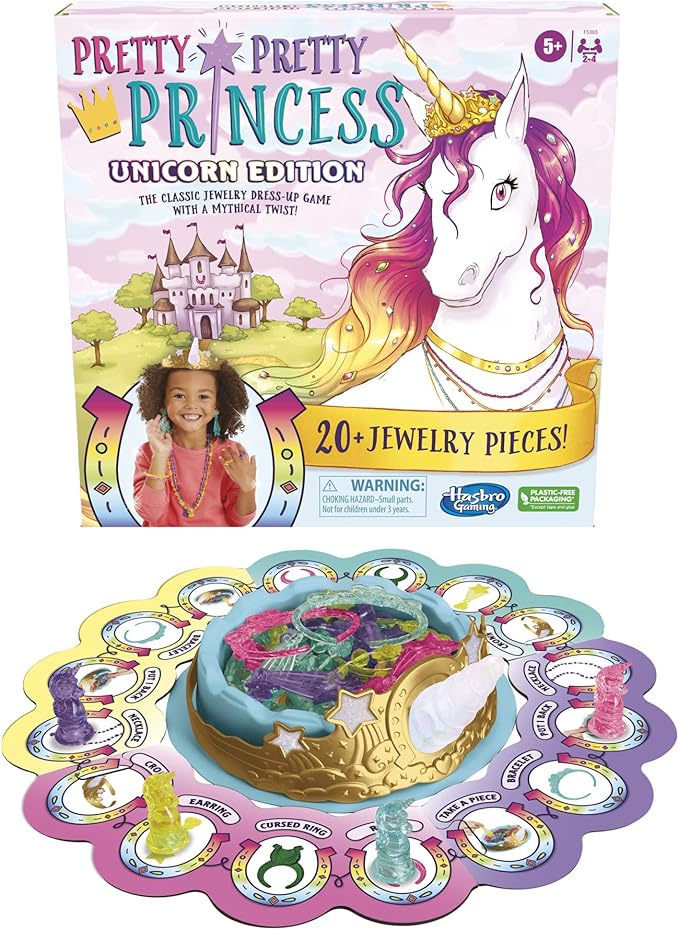 Hasbro Gaming Pretty Princess Unicorn Edition Board Game, Includes 20 Pieces (Amazon Exclusive)