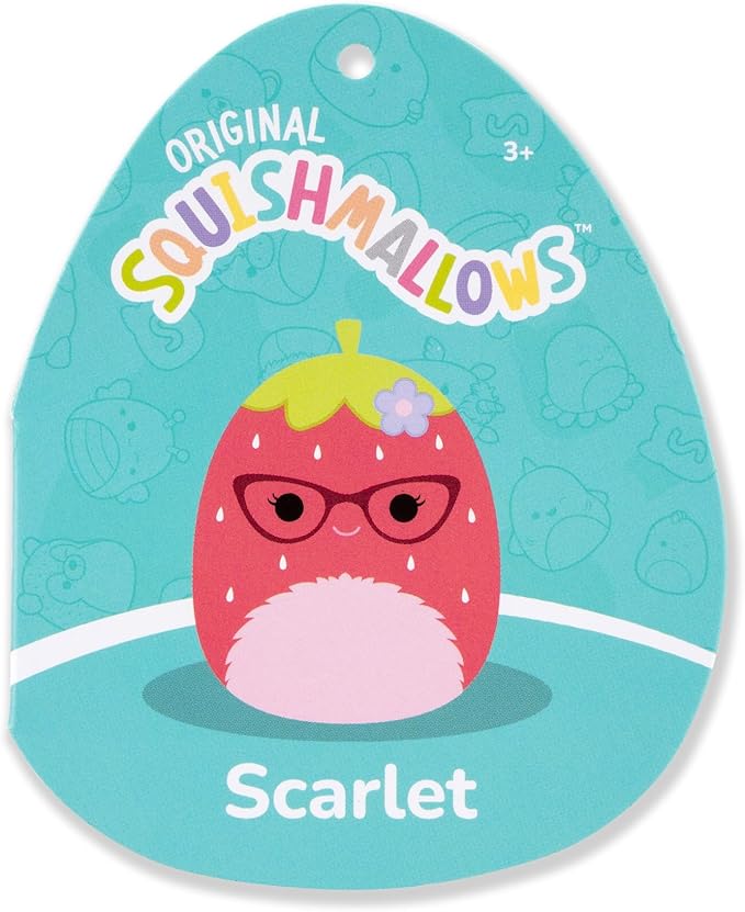 Squishmallows Original 12in Scarlet The Red Strawberry with Glasses and Flower Pin – Official Jazwares Plush (Medium-Sized)
