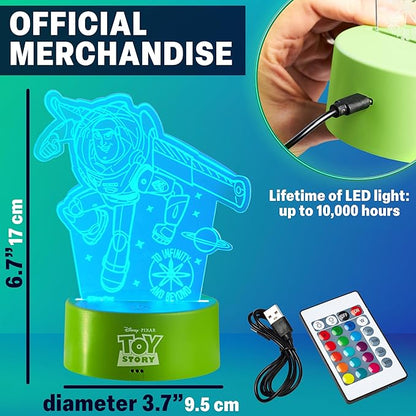 Get Trend Disney Toy Story LED Table Lamp, Desk Lamp, Remote Control Night Light 16 Colors 4 Light Modes, USB or Battery Power, Gifts for Kids (Multi Toy Story)