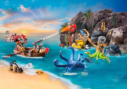PLAYMOBIL Pirates 71636 Advent Calendar: Pirates, 24 Surprises, Including Two Figures and a Giant Octopus Advent Calendar 2024, Magical Toys for Boys and Girls Ages 4