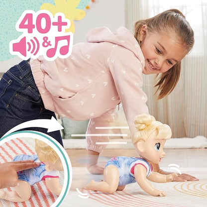 Baby Alive Crawl 'n Play Harper Hugs Electronic Crawling Baby Doll Set, Blonde Hair, Kids Toys for Girls & Boys 3 Years & Up, 10.75 Inches
