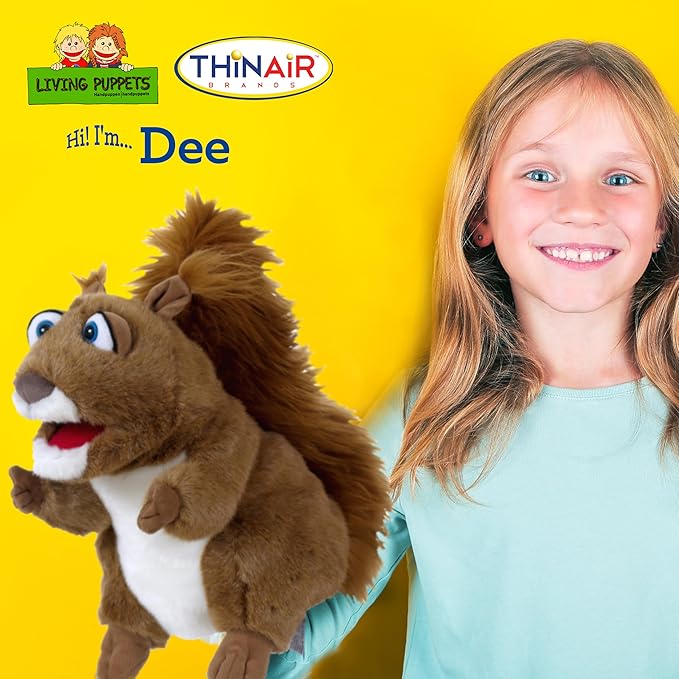 Living Puppets 12-Inch Squirrel Hand Puppet - Fine European Design, Ultra-Soft and Cuddly, Promotes Child Development, Safety Certified, Teacher-Recommended for Boys and Girls