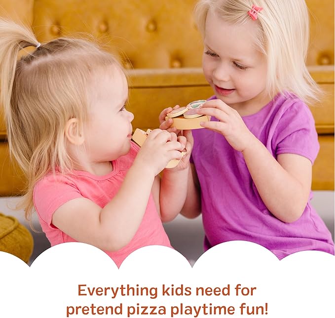 Melissa & Doug Wooden Pizza Party Play Set, 36 Self-Stick Toppings, Pizza Toy Kitchen Set & Play Kitchen Accessories, Preschool Toys for Boys & Girls 3+