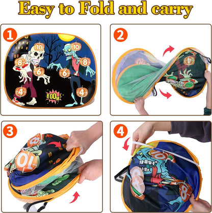 Zombie Shooting Game Practice Target Toys Foam Blaster Sets，with 2 Foam Dart Blasters 40 Foam Darts，Halloween Indoor Activity Game for Kids，Compatible with Nerf Guns