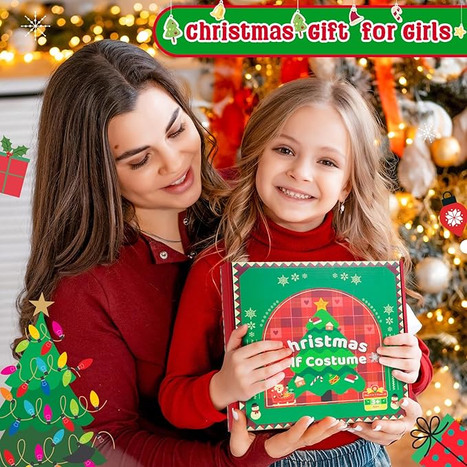 Meland Elf Costume for Girls - Light Up Elf Dress with for Kids 3-6 Years Old, Christmas Costume for Toddler