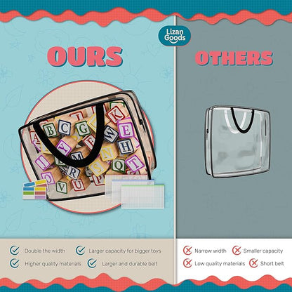 8 Pack Clear Toy Storage Bags with Zipper + 10 Pack mesh zipper pouch bags – Large Organizer Bag for Kids’ Toys, Blocks, Little People, Clay Sets, and More – PVC Zippered Case for Easy Organization