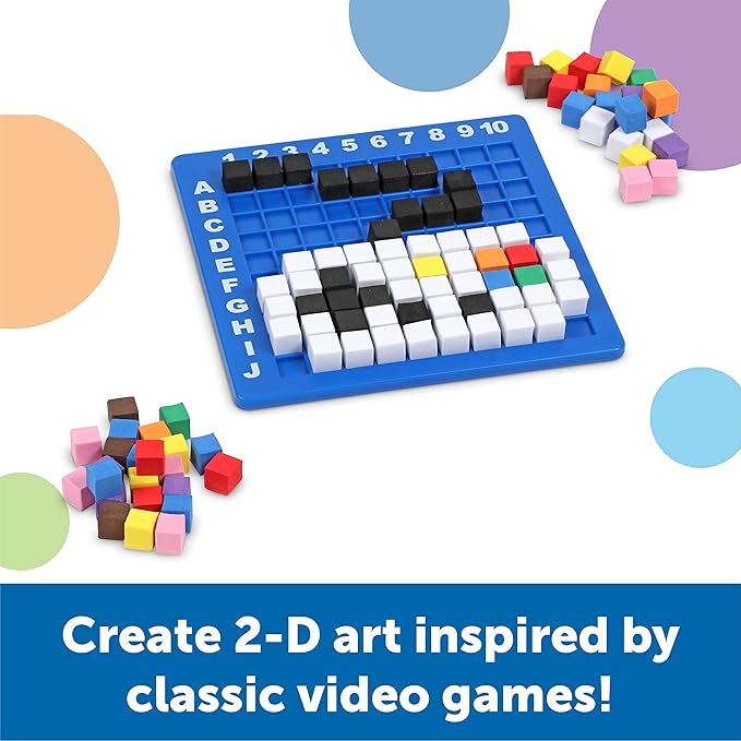 Learning Resources STEM Explorers Pixel Art Challenge - Math Puzzles, Pattern Blocks, Sensory Bin, Arts and Crafts, Math Manipulatives, Building Toys, Montessori