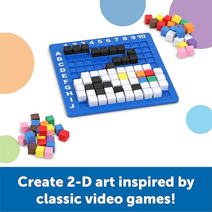 Learning Resources STEM Explorers Pixel Art Challenge - Math Puzzles, Pattern Blocks, Sensory Bin, Arts and Crafts, Math Manipulatives, Building Toys, Montessori