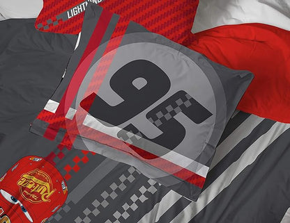 Jay Franco Disney Pixar Cars Race Ready 5 Piece Twin Bed Set - Includes Comforter & Sheet Set - Bedding Features Lightning McQueen - Super Soft Fade Resistant Microfiber Official Disney Pixar Product