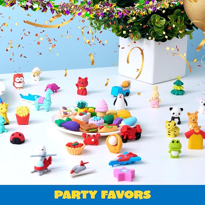 JOYIN 72Pcs Animal Erasers for Kids, Cute Pencils Erasers Bulk, Desk Pets Puzzle for Classroom Rewards Back to School Supplies Party Favors Treasure Box Toys Gifts