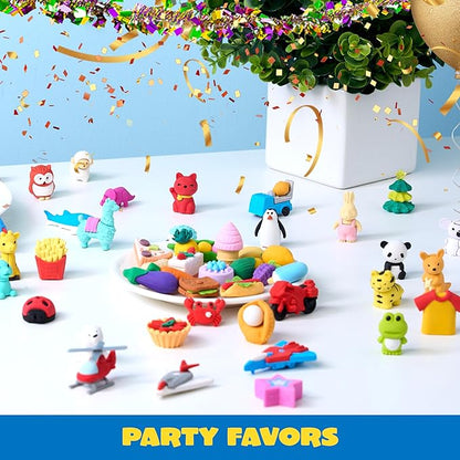 JOYIN 72Pcs Animal Erasers for Kids, Cute Pencils Erasers Bulk, Desk Pets Puzzle for Classroom Rewards Back to School Supplies Party Favors Treasure Box Toys Gifts