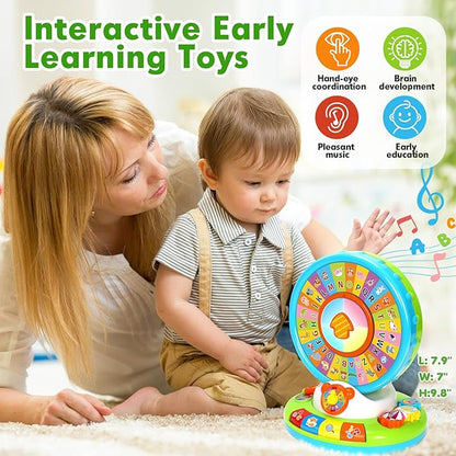 Toys for 1 2 3 Years Old Boys Girls, Musical Spin & Sing Alphabet Zoo with Lights & Sounds, Learning Educational Toys for Toddler 1-3, Christmas Birthday Gifts for Baby Kids Age 6-9-12-18 Months