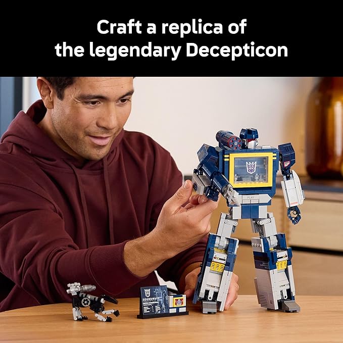 LEGO Icons Transformers: Soundwave - Building Set W/Sound Effects for Adults, 18+ - Model Kit W/Ravage & Laserbeak Figures - DIY Home Decor - Collectible Gift Idea for Sci-FI & Movie Fans - 10358