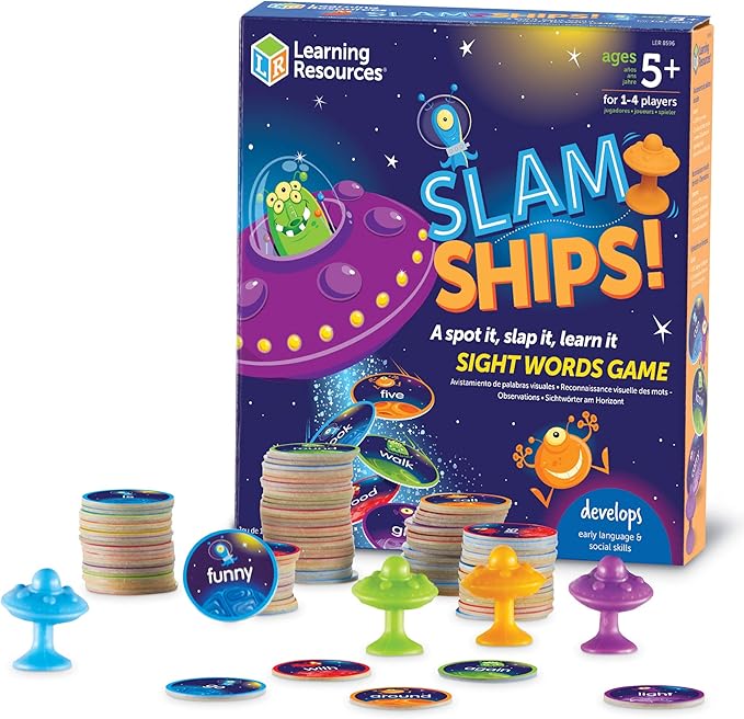 Learning Resources Slam Ships Sight Words Game - Phonics Flash Cards,Montessori Spelling, Homeschool, Classroom Must Haves, Teacher Supplies, Gifts for Boys and Girls
