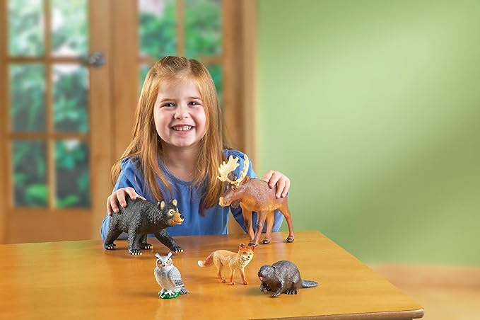 Learning Resources Jumbo Forest Animals - Fine Motor Skills for Children , School Figurines for Kids, Montessori Toddler, Imaginative Play , Party Favors, Social Skill Toys, Zoo Figures