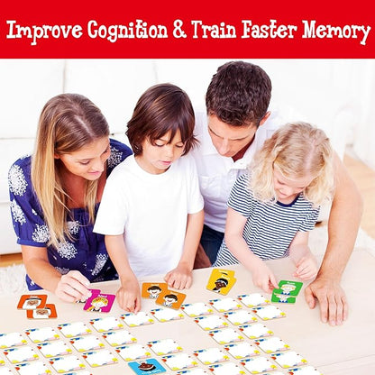 72 PCS Memory Matching Game, 36 Pairs Difference Face Memory Cards Never Forget A Face Matching Game, Educational Learning Toys for Preschool 3 4 5 6 Years Old
