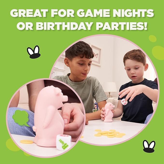 PlayMonster Stinky Pig Game Dice Game – Family Kids Games, Travel Games, Fast, Musical Active Kids Game with Funny Sounds, Multi-Player, Ages 6+