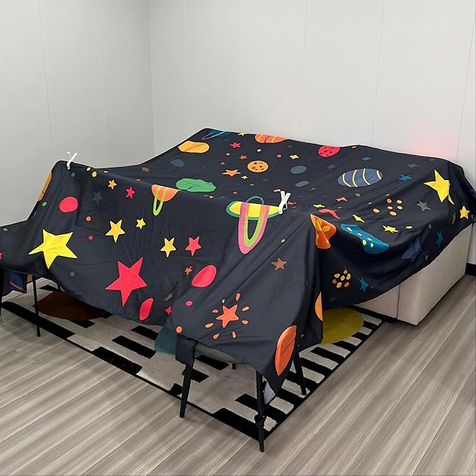 Magic Fort Building Kit for Kids - Large Lightweight Blanket Fort Making Kit Clips with CPC Certification - Portable Playhouse Play Tent Fort - Indoor/Outdoor Girls/Boys Toys Ages 4-5 6 7 8-12
