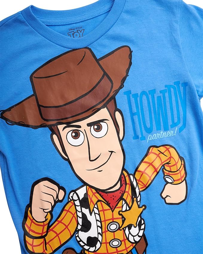 Disney Cars Toy Story Boys Shirts - 2 Pack Lightning McQueen Buzz Lightyear Short Sleeve Boys Tees for Toddler and Little Boy