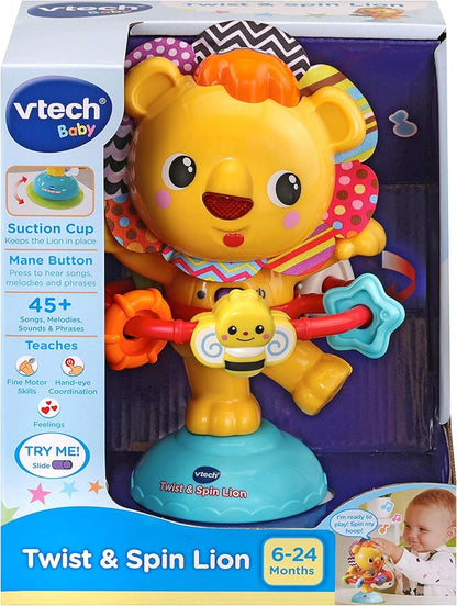VTech Twist and Spin Lion, Music Toy for Sensory Play, Educational Toys for Kids, Baby Interactive Toy with Lights and Songs, Suction Cup, Suitable for Boys and Girls 6 Months +, English Version