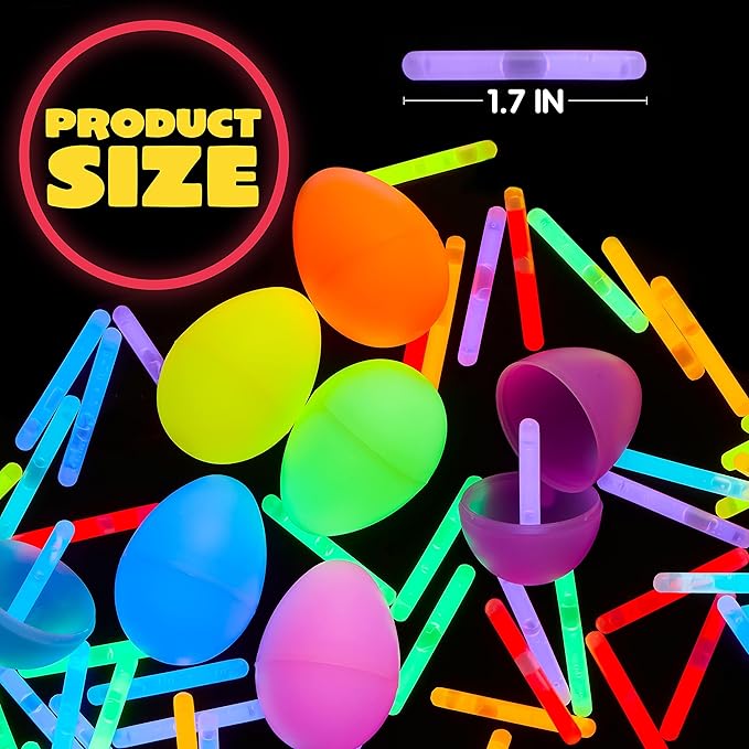 JOYIN 200 Mini Glow Sticks(1.7"), 8 Colors, Glow in The Dark for Easter Eggs Party Favors,Easter Basket Stuffer Party Pack, Weddings Classroom Decorations Prizes