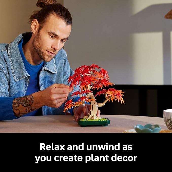 LEGO Botanicals Japanese Red Maple Bonsai Tree Building Kit for Adults 18+ - Unique Home Decor DIY for Room or Office - Housewarming Gift Idea - Plant for Desk or Bookshelf- 10348
