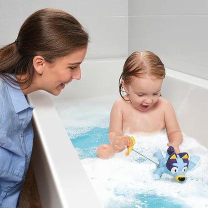 Toomies Bluey Swimming Bath Toy - Bluey Toys Includes Attached Seahorse Baby Toy and Swims on Back or Front - Toddler Bath Toys and Water Toys for Outdoor Play – Ages 18 Months and Up