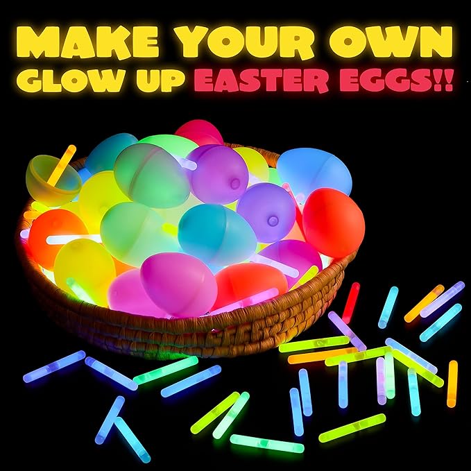 JOYIN 400 Mini Glow Sticks(1.7"), 8 Colors, Glow in The Dark for Easter Eggs Party Favors,Easter Basket Stuffer Party Pack, Weddings Classroom Decorations Prizes