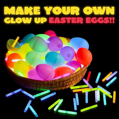 JOYIN 200 Mini Glow Sticks(1.7"), 8 Colors, Glow in The Dark for Easter Eggs Party Favors,Easter Basket Stuffer Party Pack, Weddings Classroom Decorations Prizes