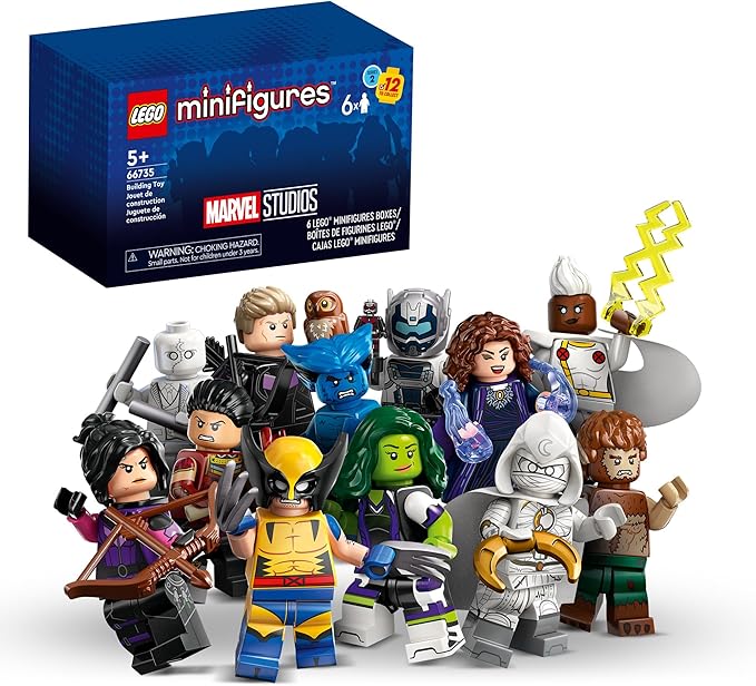 Lego Minifigures Marvel Series 2 6 Pack 66735 Mystery Blind Box, Surprise Collectible Characters for Role Play or to Add to a Minifigure or Marvel Collection, A Gift for Disney and Marvel Fans