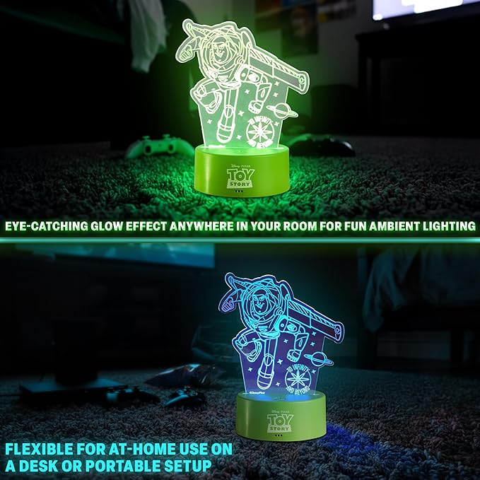 Get Trend Disney Toy Story LED Table Lamp, Desk Lamp, Remote Control Night Light 16 Colors 4 Light Modes, USB or Battery Power, Gifts for Kids (Multi Toy Story)