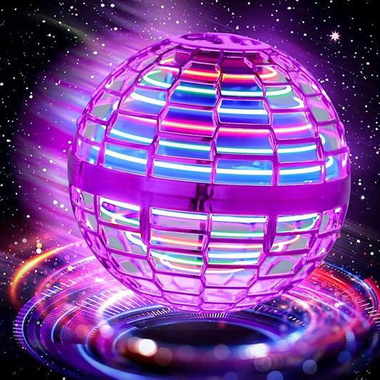 Flying Ball Toys, Upgraded Rechargeable Hand Controlled Spinner 360°Rotating Built-in LED Mini Orb Drone Flying Boomerang Balls Gifts Choice for Boys Kids Adults Indoor Outdoor (Pink)