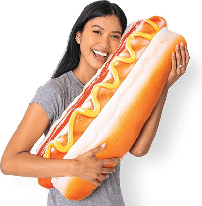 30" 3D Supreme Hot Dog Throw Pillow - Made with Super Soft & Ultra Premium Fabric - Cute, Comfortable, Plush, Stuffed Body Cushion for Home Decor - Best Funny Gift for Meat Lovers - Large
