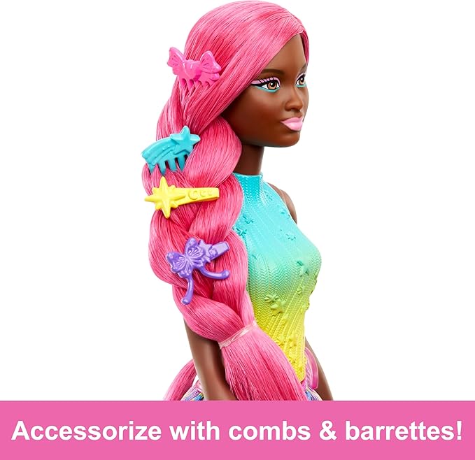 Barbie Unicorn Doll with 7-Inch-Long Magenta Fantasy Hair & Colorful Accessories for Styling Play, Themed Headband & Tail