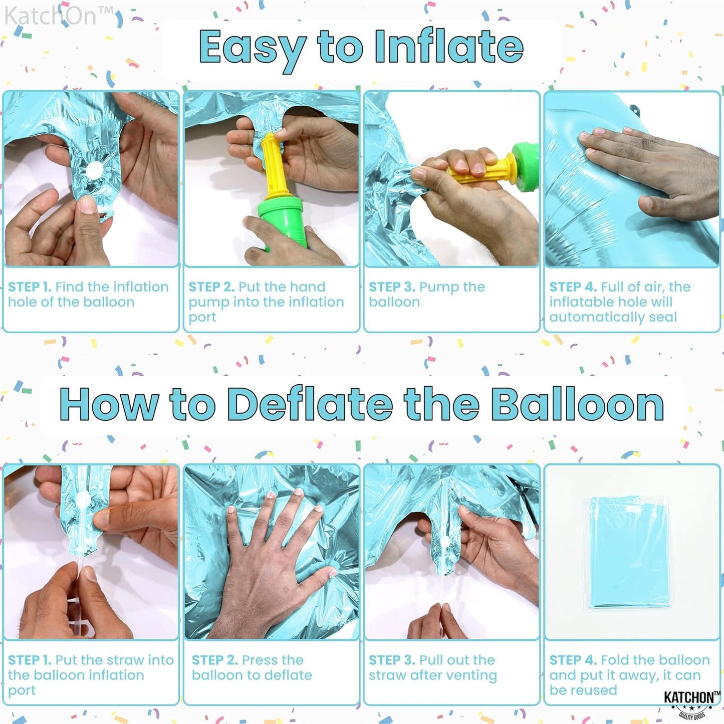 KatchOn, Big Light Blue 5 Balloon Number - 40 Inch | Light Blue Number 5 Balloon, Shark 5th Birthday Decorations for Boys | 5th Birthday Balloons | Mermaid Balloons for 5 Birthday Party Decorations