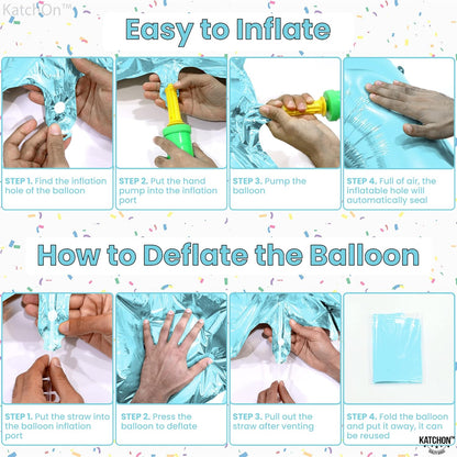 KatchOn, Big Light Blue 5 Balloon Number - 40 Inch | Light Blue Number 5 Balloon, Shark 5th Birthday Decorations for Boys | 5th Birthday Balloons | Mermaid Balloons for 5 Birthday Party Decorations