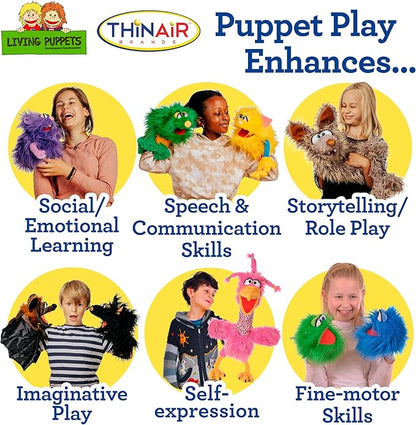 Living Puppets 14-Inch Friendly Monster Hand Puppet - Fine European Design, Ultra-Soft and Cuddly, Promotes Child Development, Safety Certified, Teacher-Recommended for Boys and Girls