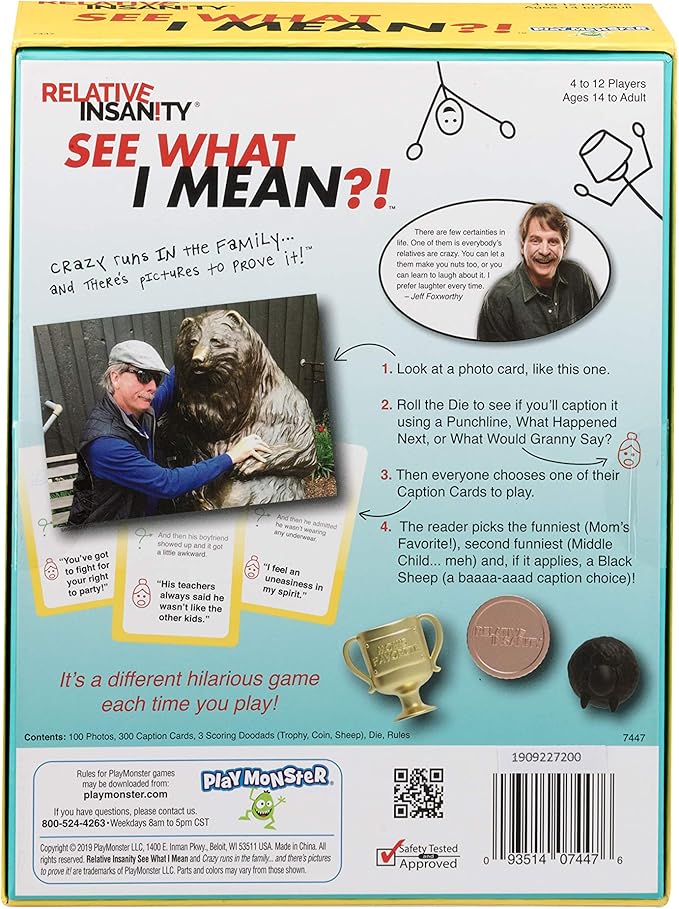 PlayMonster Relative Insanity See What I Mean - Hilarious Party Game - from Comedian Jeff Foxworthy - Ages 14+ - 4+ Players